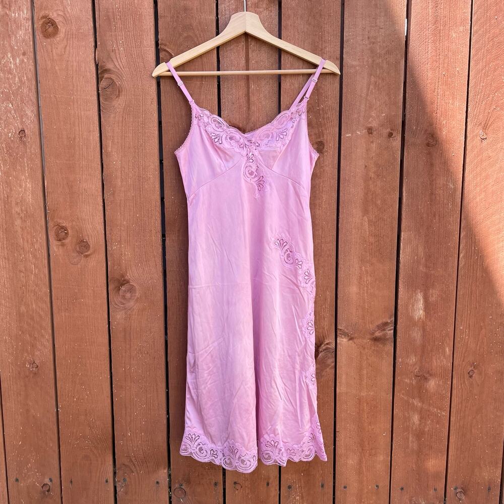 Hand dyed pink lace slip